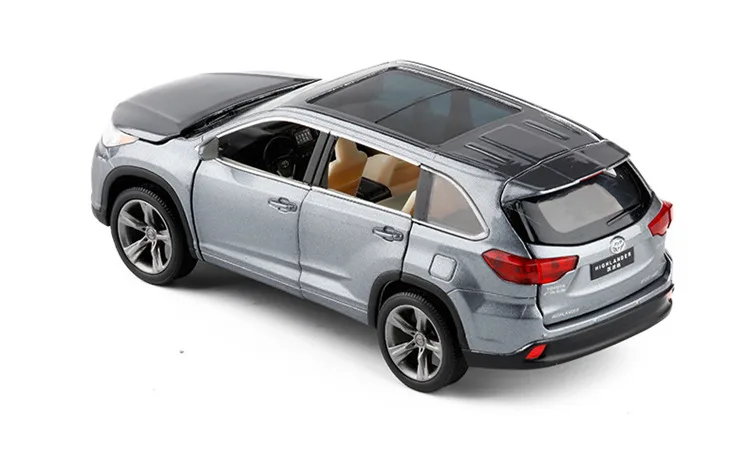 Изысканный 1:32 Toyota Highlander SUV модель из сплава, имитация литья под давлением звук и светильник, игрушка для мальчика в подарок
