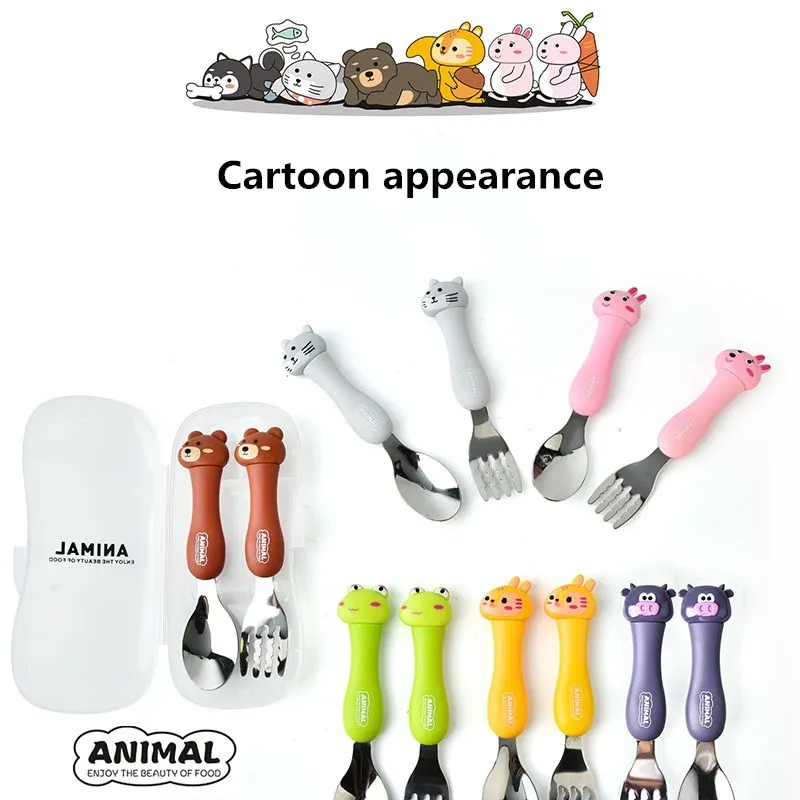 

Детская ложка из нержавеющей стали 304, портативная посуда, креативная Милая мультяшная детская ложка