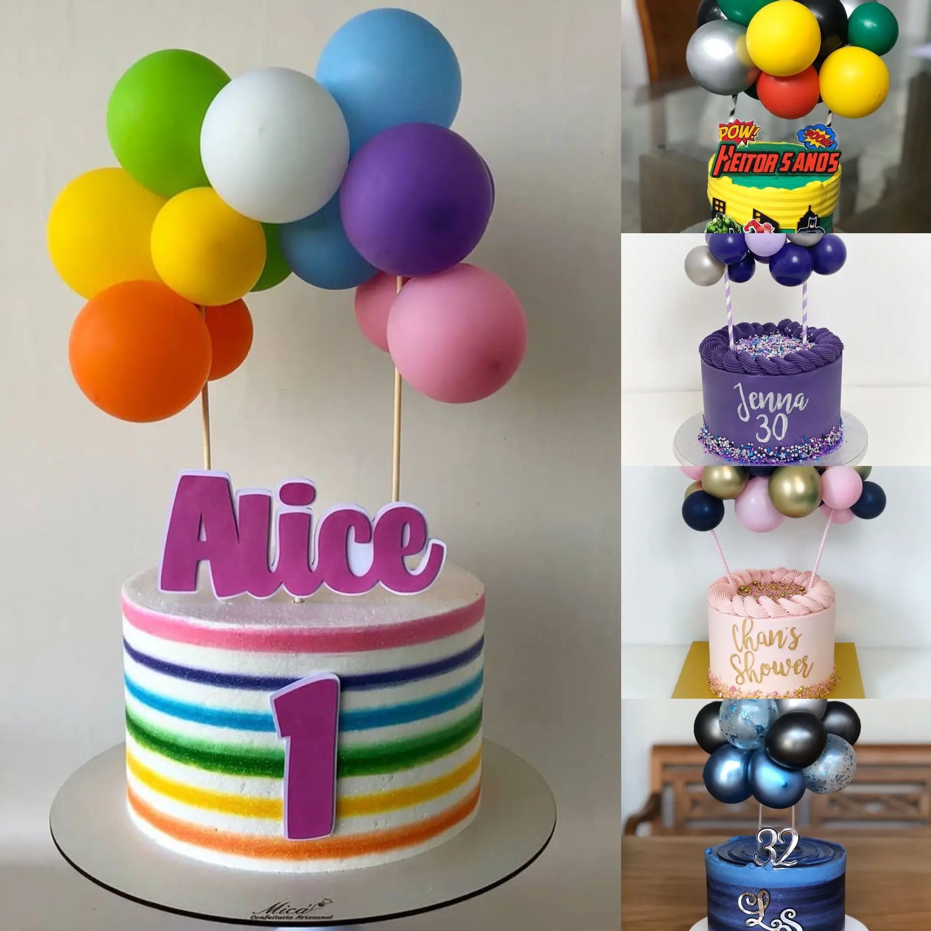 

1 Set 5inch Balloon Cake Topper Personalised Confetti Balloons Cake Toppers Wedding Baby Shower Birthday Party Cake Decorations