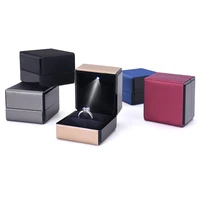 new design luxury ring box with led light cheap jewellery storage display gift package case