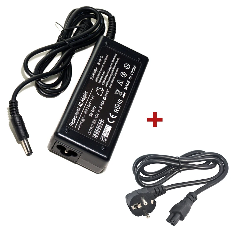 

19V 3.42A AC Power Adapter Charger + EU 2Pin Plug Power Cord 5.5x2.5mm Laptop Power Supply For Asus/Lenovo/Toshiba/BenQ