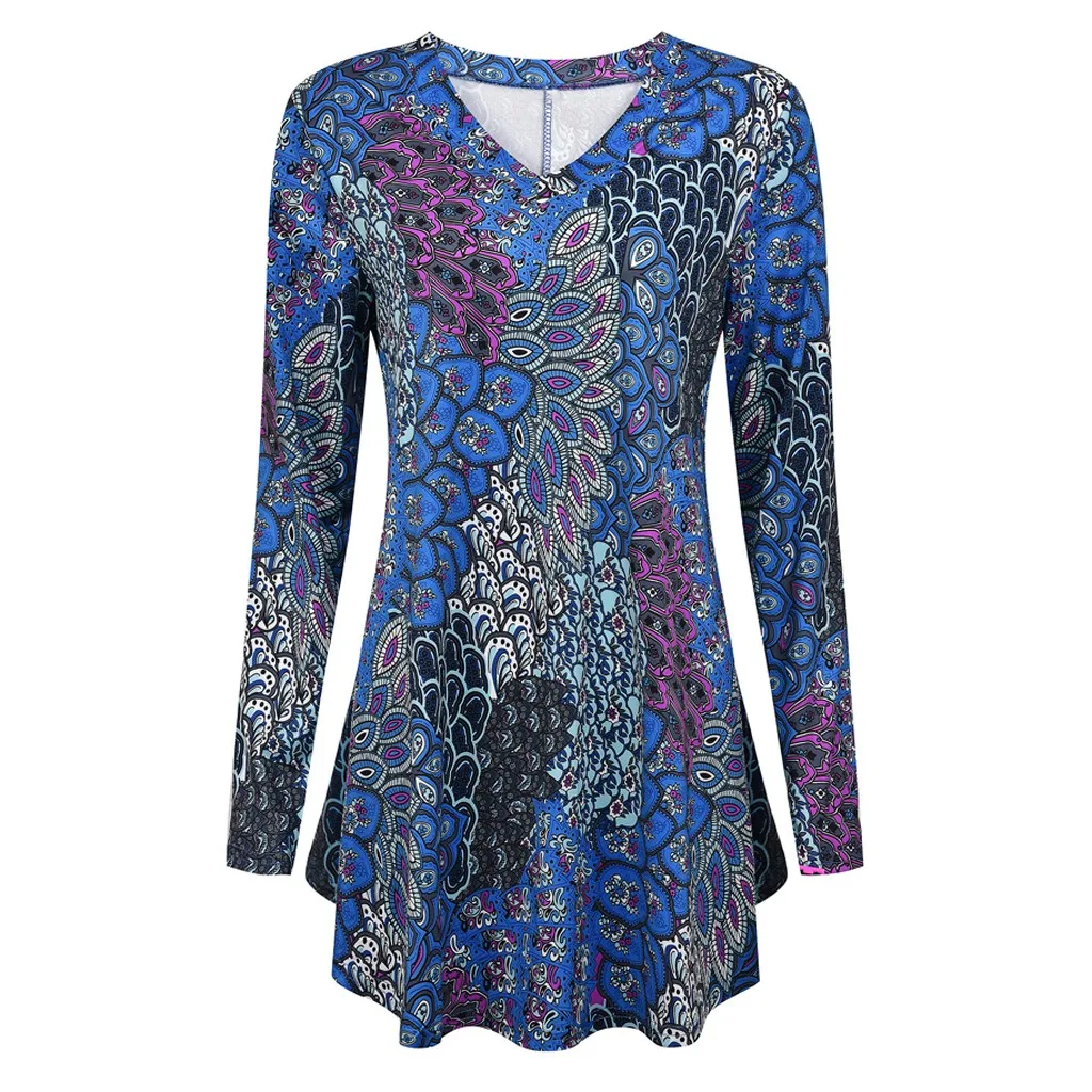 Женская свободная рубашка с длинным рукавом Повседневная v образным вырезом и