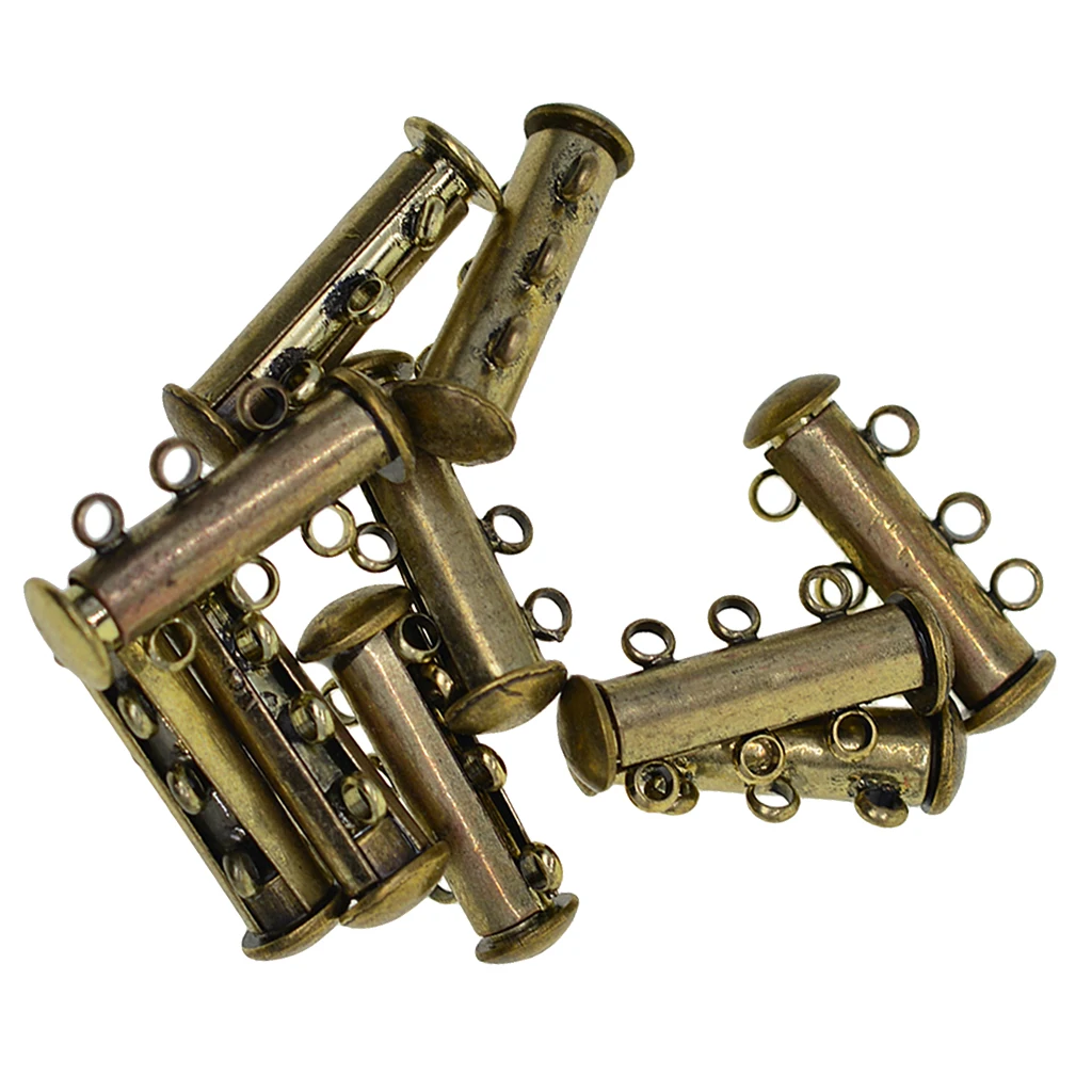 10 Pcs 3 Strand Magnetic Slide Lock Tube Bead Loom Clasps End Cap Connector Jewelry Findings Bronze | Украшения и аксессуары