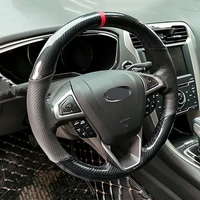 diy genuine leather car steering wheel cover for ford mondeo fusion 2013 2019 edge 2015 2019 s max 2012 2019 galaxy 2016 2019
