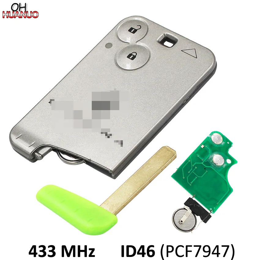 Новый дистанционный ключ брелок для смарт карты с 2 кнопками и чипом PCF7947 Laguna Espace