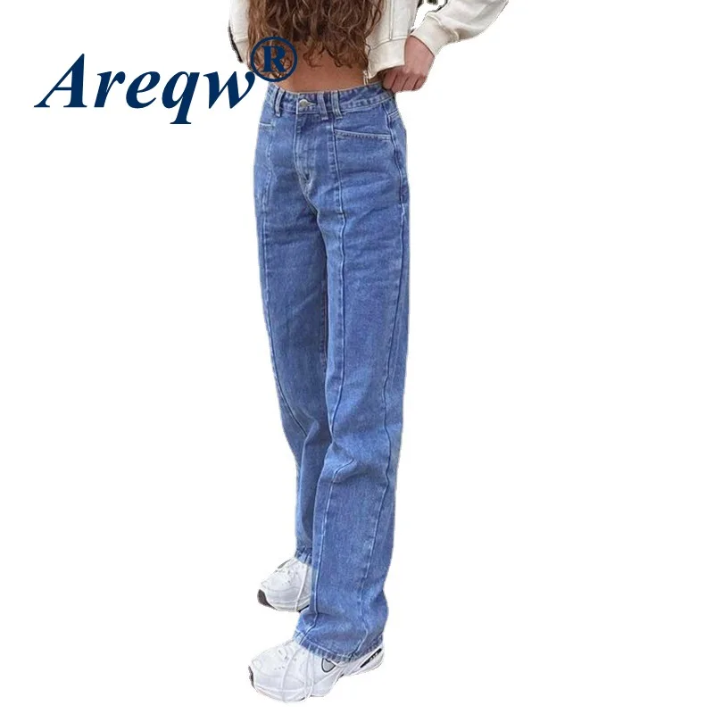 

Jeans Women 2021 New Women's Pants Line Drape High-waist Straight-leg Pants Women Casual Trousers