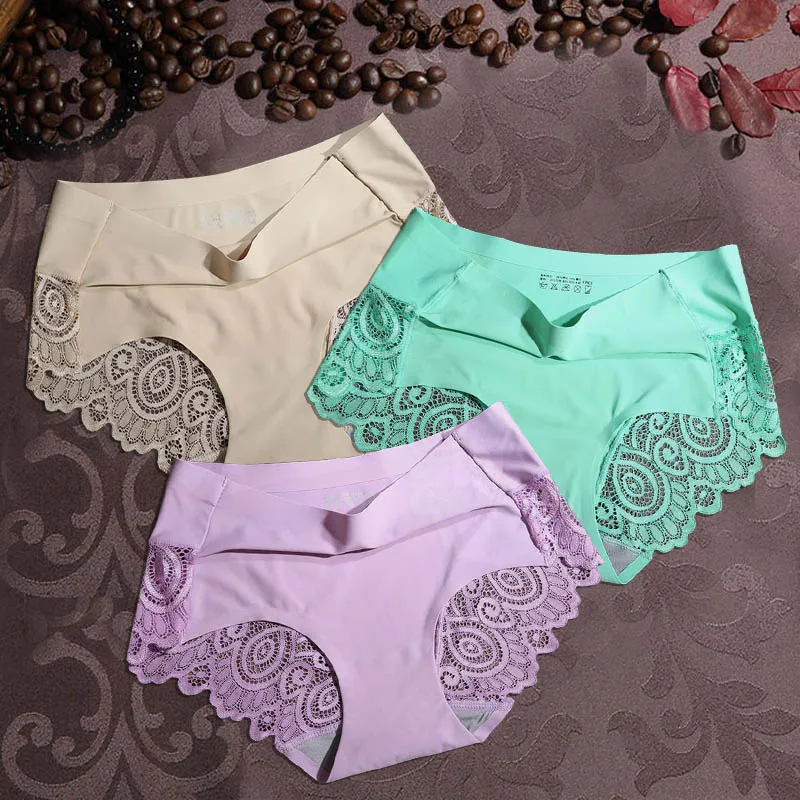 O 3pcs Женские шелковые трусики, бесшовные трусы, сексуальные трусы с низкой талией, кружевные хлопковые трусы, нижнее белье, удобное нижнее белье, нижнее белье, 3 шт./лот# D - Цвет: O 3pcs