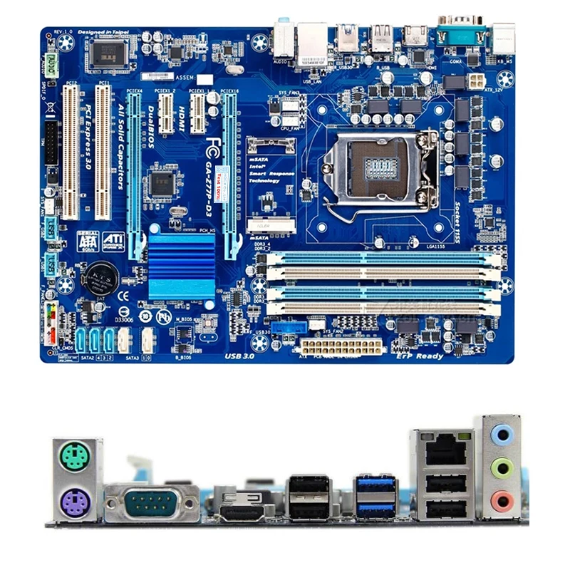 Z77P-D3 Z77 для Gigabyte GA-Z77P-D3 компьютера USB3.0 SATAIII материнская плата LGA 1155 DDR3 десктопная Б/у