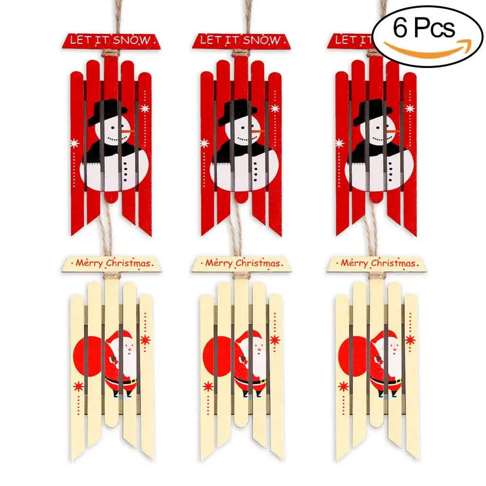 6pcs OurWarm 6 шт. деревянные рождественские фигурки щелкунчика куклы елочные украшения для дома подарки год украшения - Цвет: 6pcs