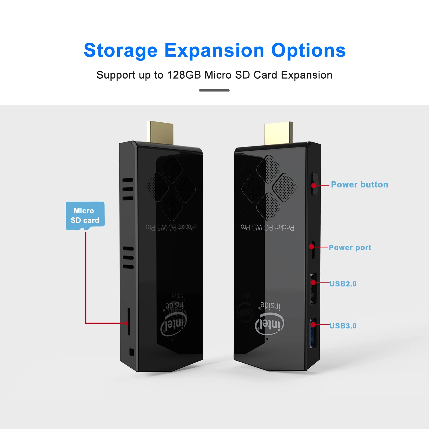 UNIWA WP5 Pro Intel Z8350 Mini PC Windows 10 Pocket PC DDR3 4GB eMMC 64GB Bluetooth 4.2 PC Stick MINI Computer for Work HDMI 4K