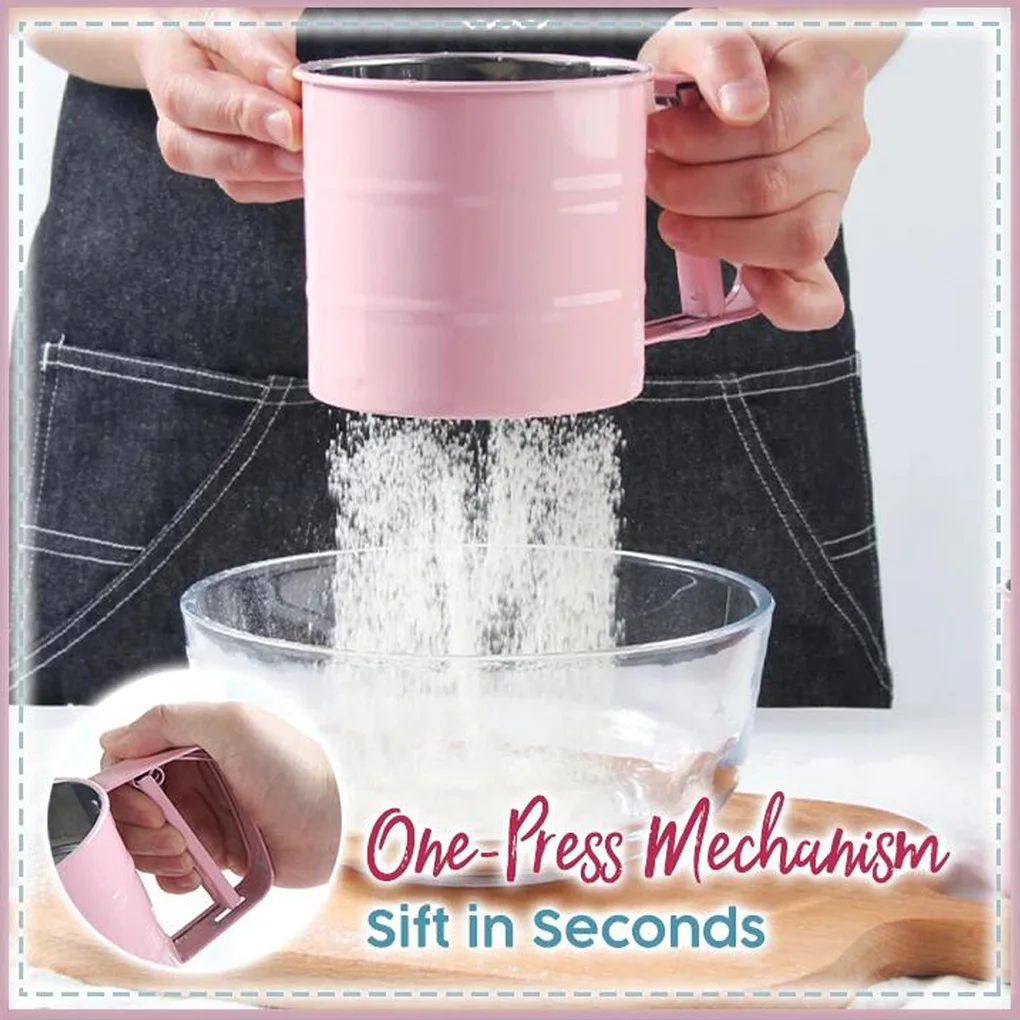 Ручной шейкер для муки из нержавеющей стали сетчатый сито чашки глазурь сахар