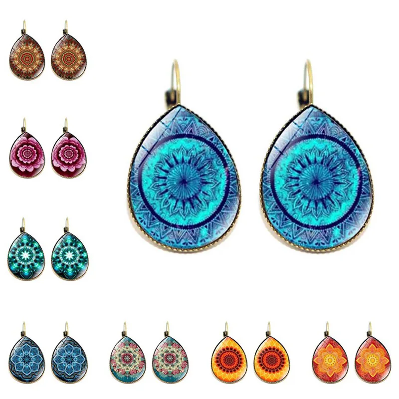 Модные женские очаровательные серьги-капельки Мандала дзен с кристаллами