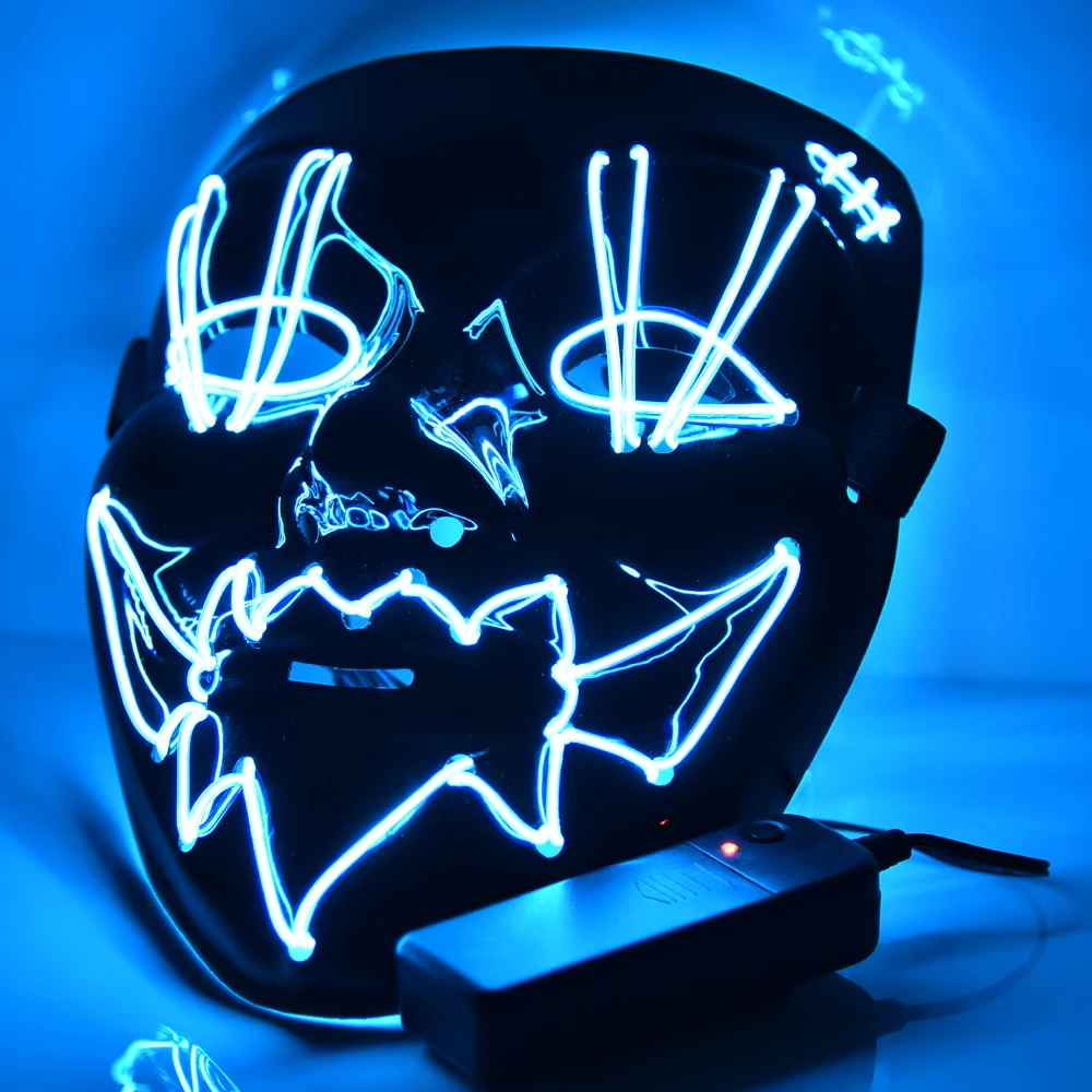 

LED Mask Light Up Scary Neon Mask for Costume Cosplay Festival Party Christmas Carnival Blue Lighting Halloween Face Masks