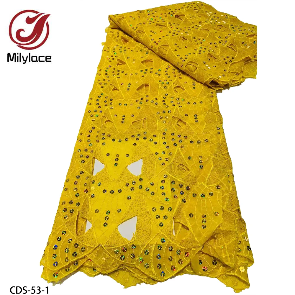 

Новинка, гипюровая кружевная ткань, Высококачественная вышитая ткань с блестками, кружево с водорастворимым кружевом, кружевная ткань для свадебного платья CDS-53