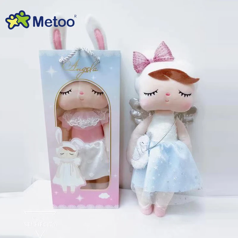 

2020 Metoo Curly Angel Plush&Stuffed Sweet Rabbit Cute Animals For Kids Toys Angela Doll For Girls Birthday Christmas Gift Dress