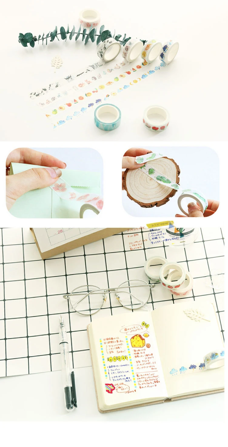 1 шт. Kawaii цветные васи ленты милый мультфильм маскирующая лента дневник DIY украшения Скрапбукинг наклейки креативные стационарные 02506