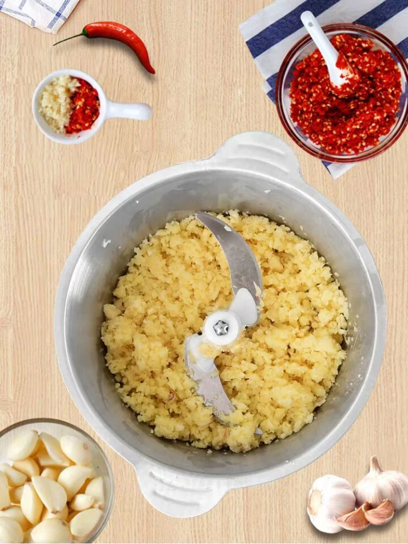 2 скорости Электрический измельчитель из нержавеющей стали мясорубка кухонный