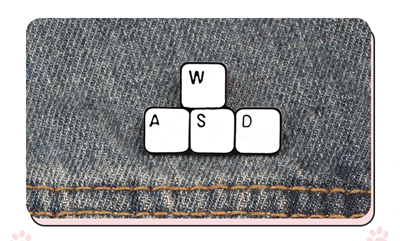 WASD игровая клавиатура брошь забавные буквы компьютерная игра Управление клавиатура Эмаль Булавка джинсовая рубашка кнопка лацкан булавка программист подарок