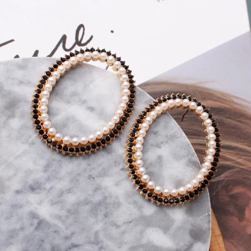 

Shining Oval Shape Handmade Crystal Beads Drop Earrings For Women Big Long Earrings Gold Color Metal Ear Piece Fashion Jewelry