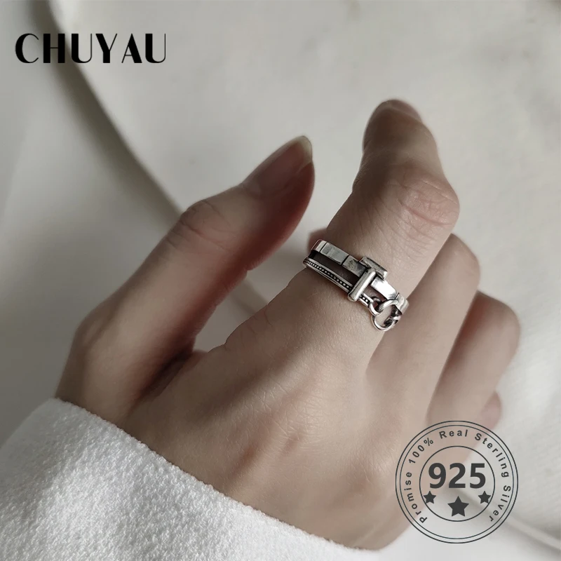 Женское регулируемое кольцо Chuyau Винтажное из стерлингового серебра 925 пробы с