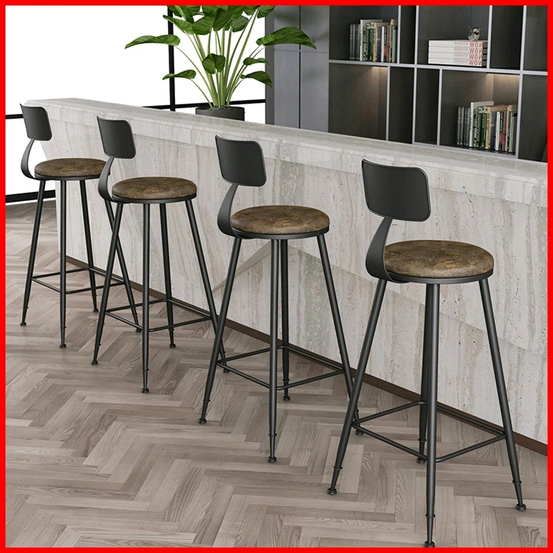 Скандинавские кованые железные барные стулья кухонные черные высокий стул