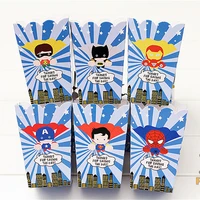 6pcs avengers disposable party tableware popcorn box birthday holiday decoration marvel cartoon print disney hero character gift