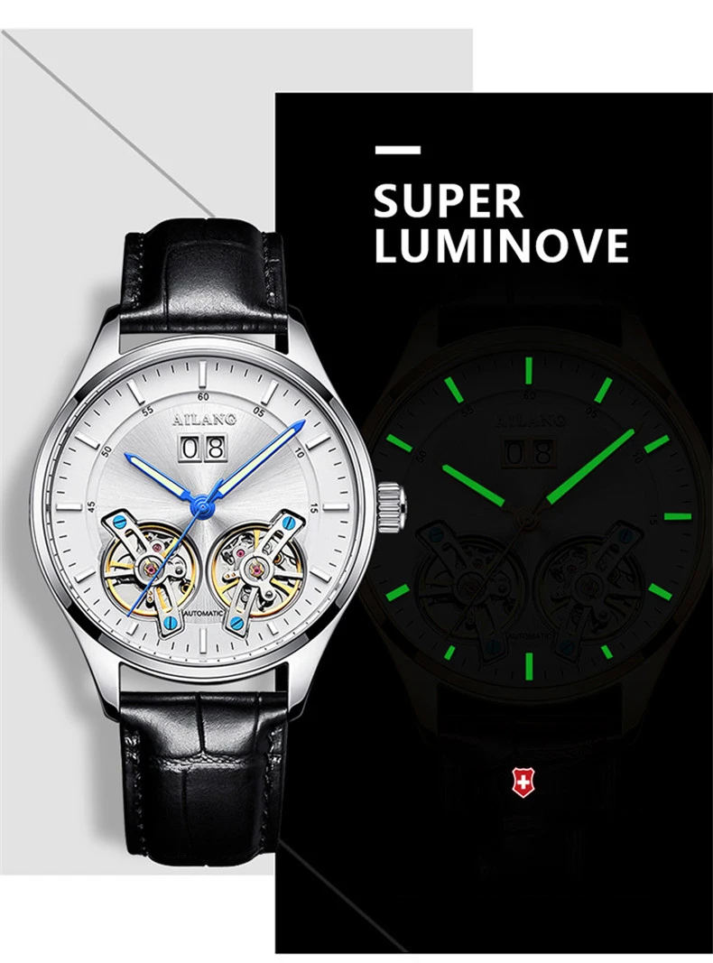 Switzerland Double Tourbillon модные деловые мужские автоматические часы водонепроницаемые мужские механические часы спортивные часы с календарем