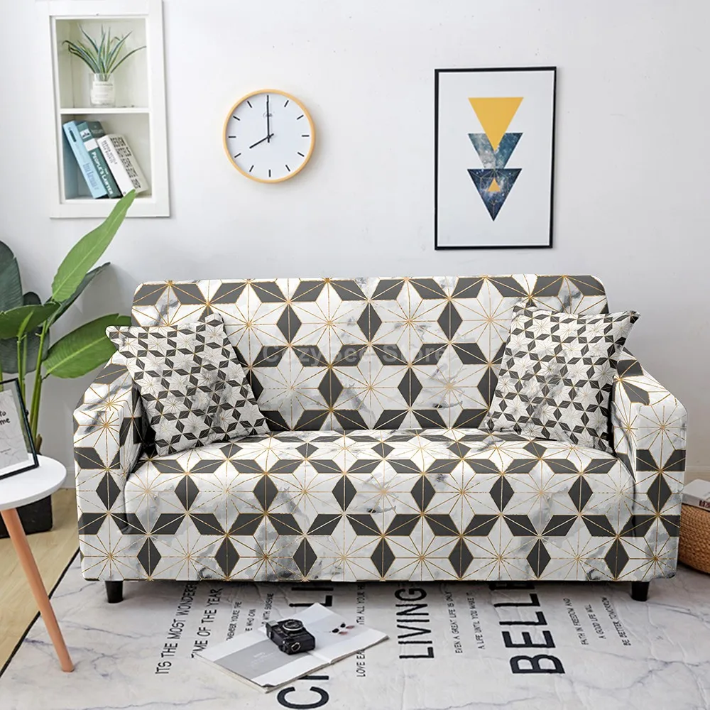 Розовый геометрический эластичный чехол для дивана кушетки защитное покрытие