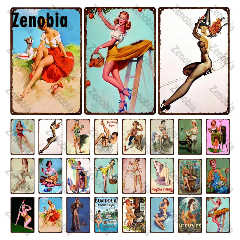 Женское винтажное привлекательное металлическое искусственное украшение для стен, украшение для дома, спальни, бара, паба, клуба