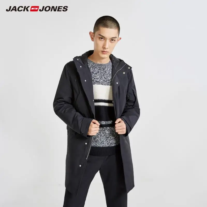 JackJones мужской длинный пуховик с капюшоном парка пальто теплая повседневная