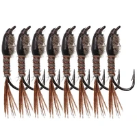10pcs 10 14 16 rabbit nymph fishing lure fast sinking copper wire tungsten bead head nymph flies trout fly fishing lures