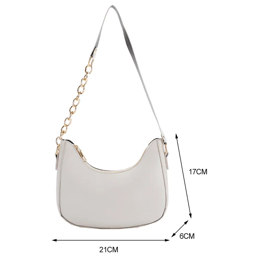 

Fashion Chain PU Leather Shoulder Bags Women Pure Color Underarm Bag Casual All-match Ladies Small Hobos Handbags Purse Hot Sale
