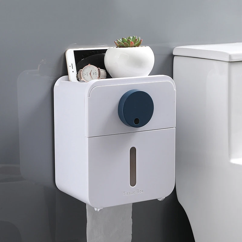 

Double Wall-mounted Toilet Paper Holder Bathroom Toilet Paper Holder Roll Paper Tube Storage Box Waterproof X9X30286