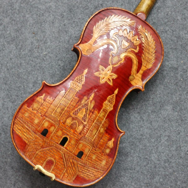 Роскошный Королевский замок LOMMI 4/4 Stradi резной скрипка из эбенового дерева