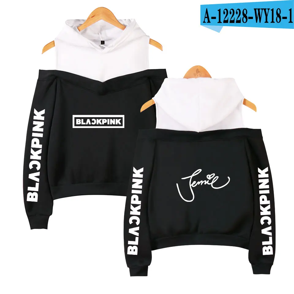 black Сексуальные модные черные розовые толстовки женские Kpop толстовки с принтом Blackpink женские толстовки без бретелек хип-хоп толстовка - Цвет: black