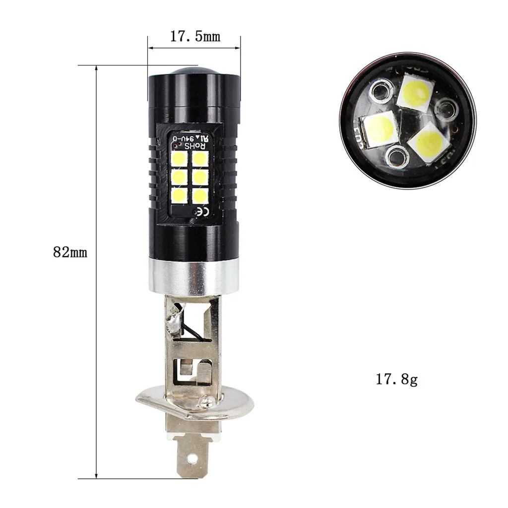 2 шт. h1 светодиодный 6500K белый H1 21SMD 3030 противотуманный автомобильный Светильник