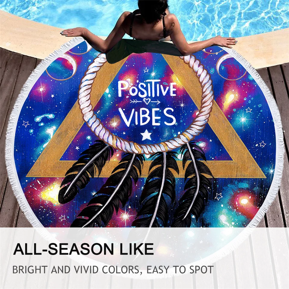 Позитивный вид Луна от Пикси холодное искусство круглое пляжное полотенце Galaxy