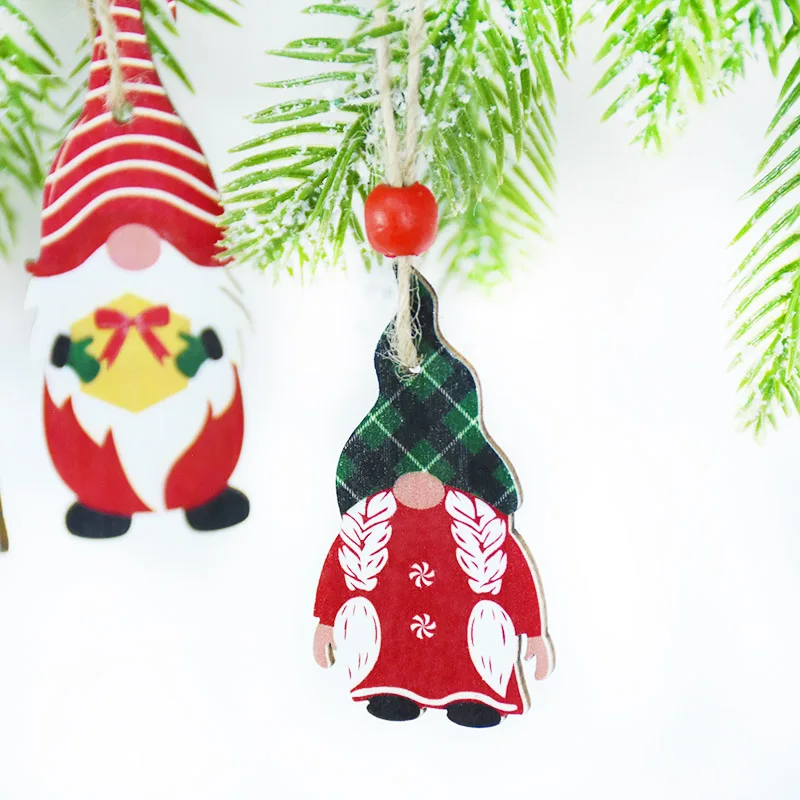 9/12pcs Navidad New Year Gift Christmas Tree Decorations Gnomes Wooden Pendants Ornaments Xmas Decorations for Home Noel images - 6