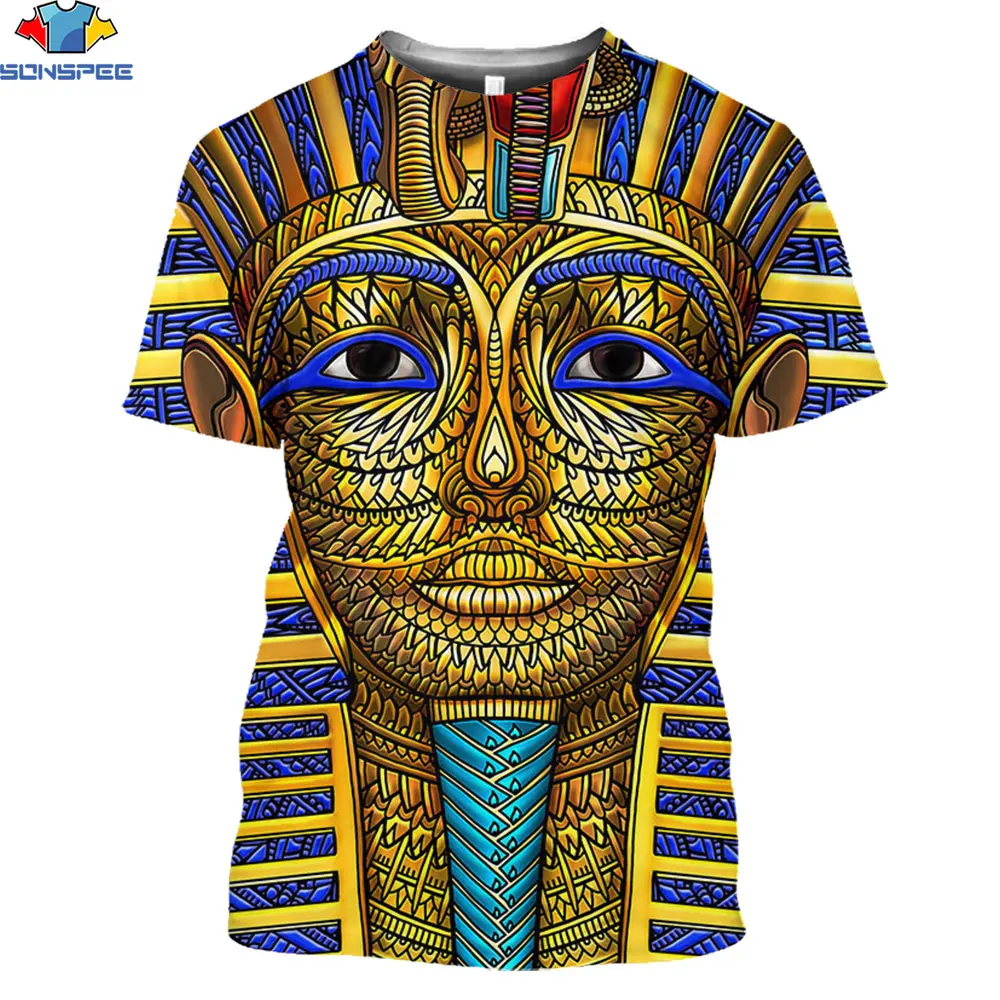 

SONSPEE 3D Egyptian civilization PharaohT-shirt 2021summer Unisex Casual Short sleeve Men 3D style Street wear Pullover Clothing