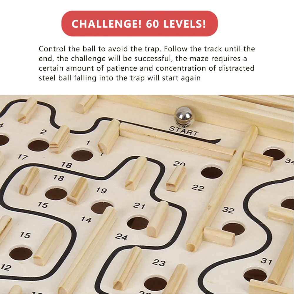 

Wooden 3D Magnetic Ball Maze Puzzle Toy Wood Case Box Parent Child Interative Games Toy Educational Fun Brain Hand Game for Kids