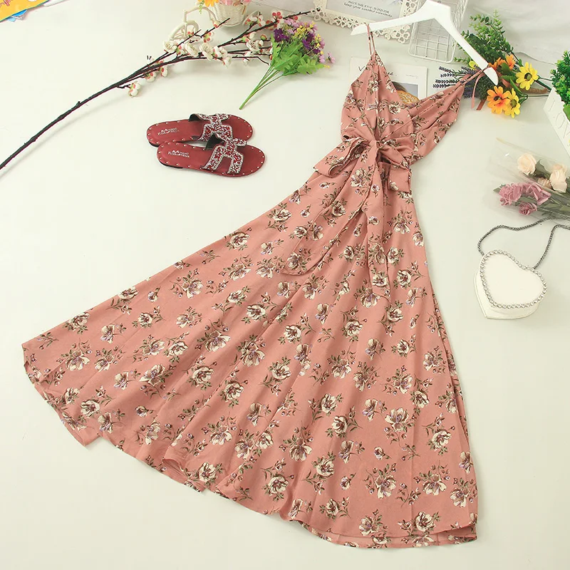 Женское длинное пляжное платье Fitaylor шифоновое макси на тонких бретельках с