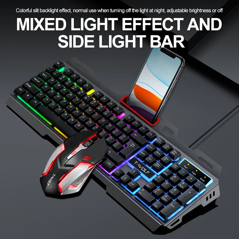 Gaming Keyboard And Mouse Wired Set Rainbow Backlit Computer Waterproof EN Keyboards For PC Laptop | Компьютеры и офис