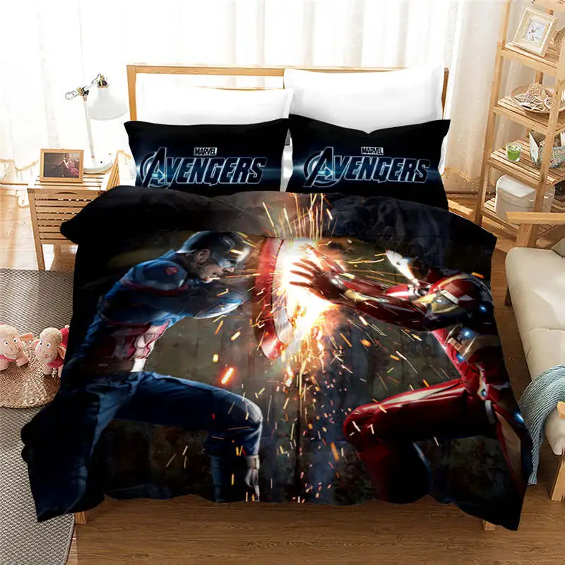 Комплект постельного белья Marvel Человек-паук Железный человек Капитан Америка 3d