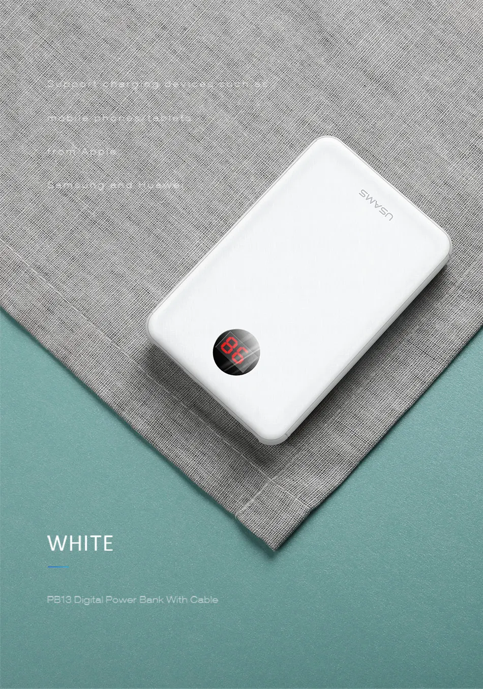 USAMS power Bank светодиодный дисплей mi ni power bank Внешняя батарея Poverbank зарядка Pover bank с usb-кабелем для xiaomi mi iPhone