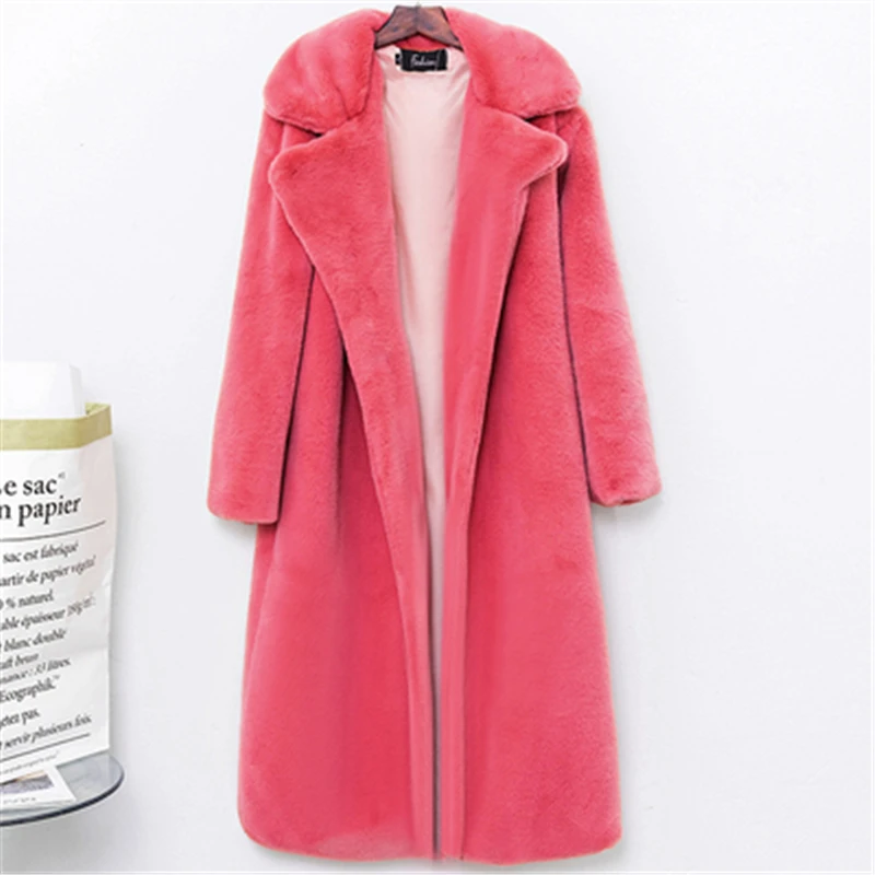 

Autumn Winter New Fashion 2021 Imitation Velvet Fur Coat In The Long Section Of Fur Coat Female Loose Thick Warm Coats
