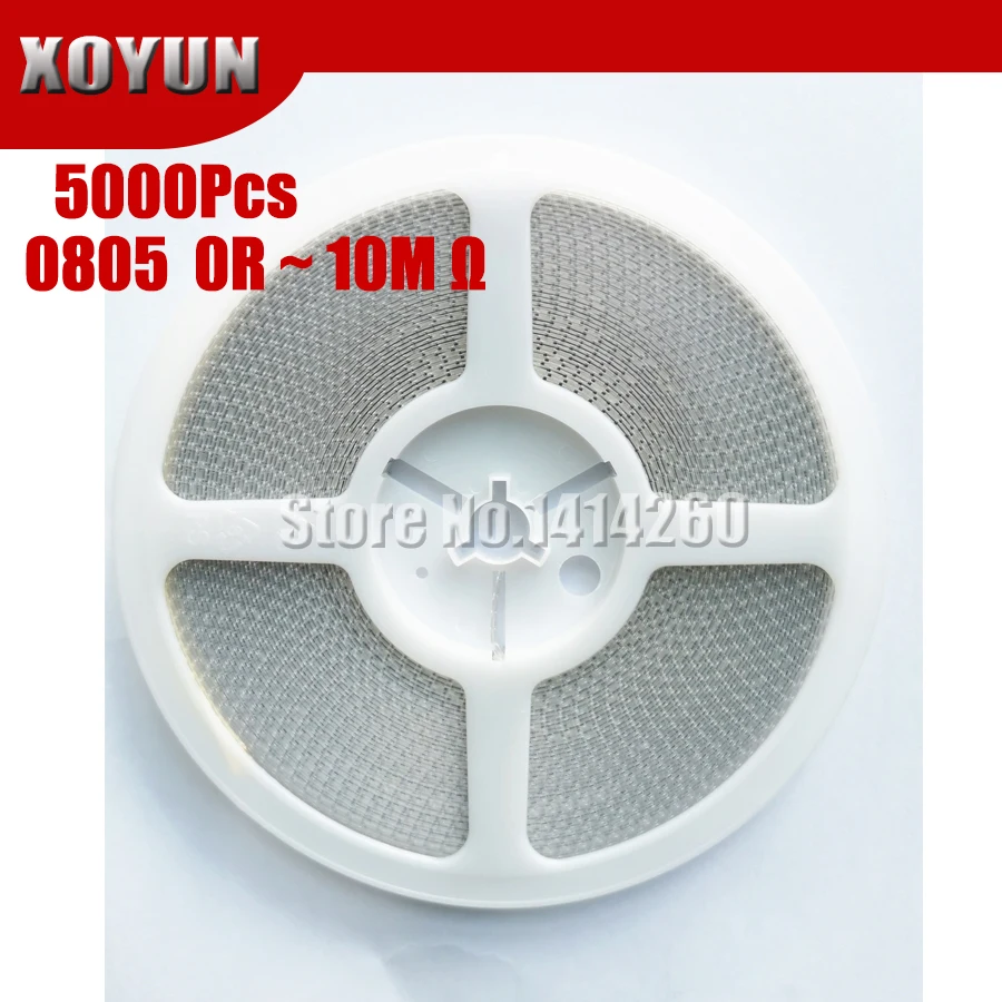 5000 шт. 0805 SMD 1/8 Вт Резистор проволочного чипа 0R ~ 10 м 0 10R 100R 220R 330R 470R 1K 4 7 K 47 (Европа) 100K