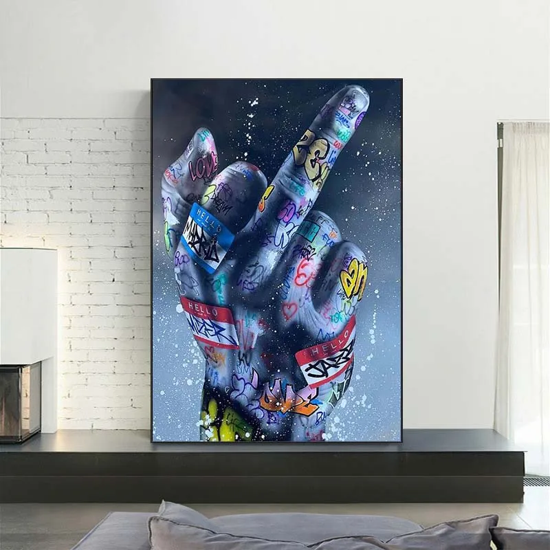 Средний палец жесты уличные художественные плакаты и принты граффити искусство