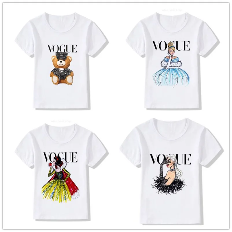 Детская футболка с короткими рукавами Повседневная летняя принтом для девочек и