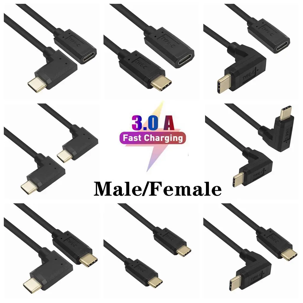 

USB-C Type C Up Down Left Right Angled 90 degree Male to male Female USB 3.1 Extender Extension usb c to usb c short Cable Cord