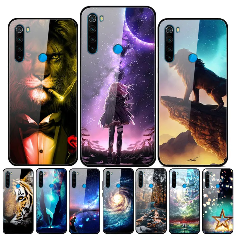 Для Xiaomi Redmi Note 8 чехол из закаленного стекла с печатным жестким чехлом для Xiaomi Redmi Note 8 Note8 чехол для Redmi Note 8 Pro Бампер